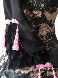 Cotton Chinese Style Printing Standing Collar Tassel Bowknot Qi Lolita Seventh Sleeves Dress -MIMY Lolita Shop 4 500x672 450