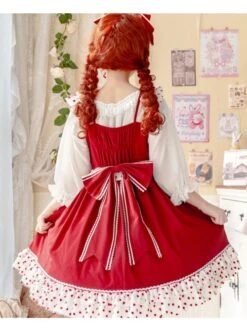 Bunny Jam Series Red Cute Polka-Dot Crinkled Hem Rabbit-Shaped Pocket Classic Lolita Princess Dress 8 Bunny Jam Series Red Cute Polka-Dot Crinkled Hem Rabbit-Shaped Pocket Classic Lolita Princess Dress -MIMY Lolita Shop 4 500x672 483