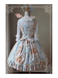 Magic Tea Party Veronica Series Light Blue Elegance Printing Classic Lolita Sling Dress -MIMY Lolita Shop 4 500x672 522