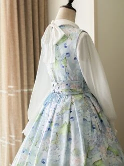Forest Basket Series Retro Pastoral Style Fresh Light Blue Hydrangeas Print Classic Lolita Sleeveless Dress JSK -MIMY Lolita Shop 4 500x672 524