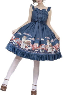 Magic Tea Party Handmade Girl's Hat Shop Series Printing Classic Lolita Sling Dress -MIMY Lolita Shop 4 500x672 532