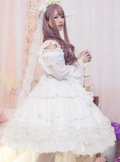 White Bride Chiffon Classic Lolita Sling Dress JSK -MIMY Lolita Shop 4 500x672 535