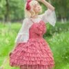Multi-Layered Cake Skirt Series Bowknot Decoration Plaid Print Daily All-Match Classic Lolita Sleeveless Dress