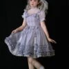 Purple Elegant Square Neck Bowknot Decoration Spring Summer Pure Color Classic Lolita Sleeveless Dress