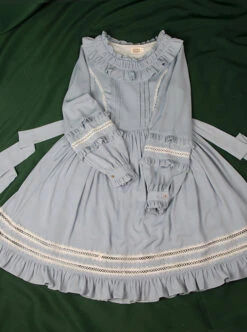 Elegant Cute Lace Pure Color Ruffles Classic Lolita Long Sleeve Dress -MIMY Lolita Shop 4 500x672 573