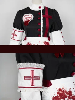 Scarlet Cross Series OP Long Style Blood Printing Halloween Nurse Gothic Lolita Long Sleeve Dress -MIMY Lolita Shop 4 500x672 58