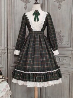 Elegant Vintage Check Woolen Fabric Ruched Ruffled Lace Trim White Lace Jacquard V Neckline Classic Lolita Long Sleeve Dress 16 Elegant Vintage Check Woolen Fabric Ruched Ruffled Lace Trim White Lace Jacquard V Neckline Classic Lolita Long Sleeve Dress -MIMY Lolita Shop 4 500x672 580