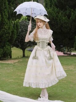 Light Green Fresh Lace Edward Collar Elegant Spring Campanula Phalaenopsis Print Imperial Dress Classic Lolita Dress 16 Light Green Fresh Lace Edward Collar Elegant Spring Campanula Phalaenopsis Print Imperial Dress Classic Lolita Dress -MIMY Lolita Shop 4 500x672 589