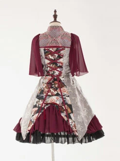 Red-crowned Crane Pattern Chinese Style Classic Lolita Half Sleeve Dress -MIMY Lolita Shop 4 500x672 612