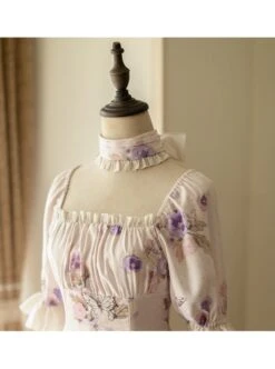 Sen Department Fresh Small Square Neck Rose Pattern Print White Bubble Short Sleeve Slim Fit Classic Lolita Dress 11 Sen Department Fresh Small Square Neck Rose Pattern Print White Bubble Short Sleeve Slim Fit Classic Lolita Dress -MIMY Lolita Shop 4 500x672 628