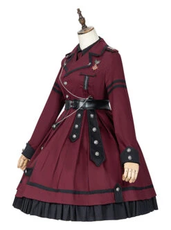 The Battle Of The Jedi Series OP Pure Color Military Style Lolita Red Black Autumn Winter Long Sleeve Dress -MIMY Lolita Shop 4 500x672 630