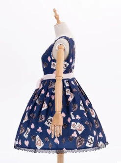 Dark Blue Chiffon Poker Printing Classic Lolita Sling Dress -MIMY Lolita Shop 4 500x672 634