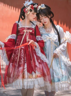 Chinese Style Red-crowned Crane Printing Classic Lolita Long Sleeve Dress -MIMY Lolita Shop 4 500x672 641