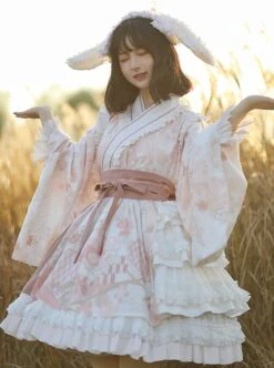 Japanese Ruffled Collar Large Sleeves Bowknot Classic Lolita Long-Sleeved Dress -MIMY Lolita Shop 4 500x672 642
