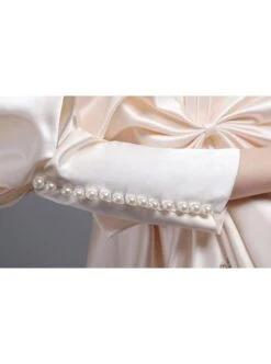 Champagne Puff Mid-length Sleeve Pearls Large Bowknot Court Ladylike Style Elegant Charming Prom Lolita Dress -MIMY Lolita Shop 4 500x672 716