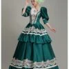 Dark Green Puff Mid-length Sleeve Lace Party Retro Court Lolita Prom Dress -MIMY Lolita Shop 4 500x672 766