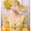 Gorgeous Retro Yellow Square Collar Lace Embroidery Drawstring At The Back Lolita Prom Long Sleeve Dress -MIMY Lolita Shop 4 500x672 789