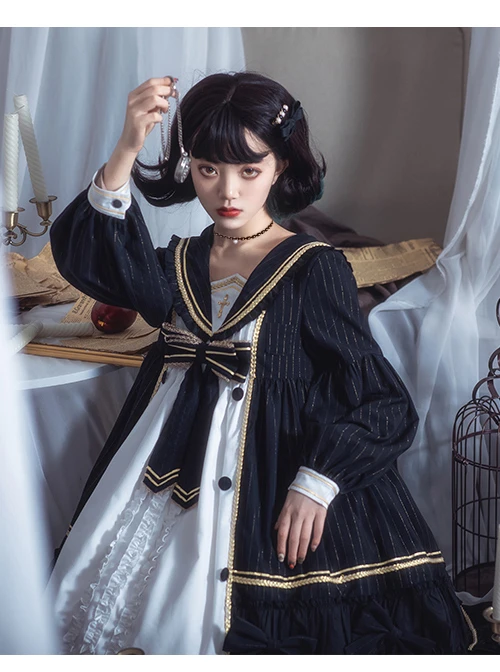Mercury Daytime Series OP Dark Gothic Lolita Long Sleeve Dress 8 Mercury Daytime Series OP Dark Gothic Lolita Long Sleeve Dress - Image 6