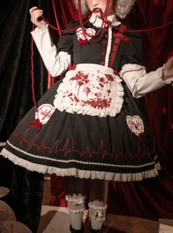Scarlet Cross Series OP Conventional Style Halloween Nurse Blood Printing Gothic Lolita Long Sleeve Dress -MIMY Lolita Shop 4 500x672 92