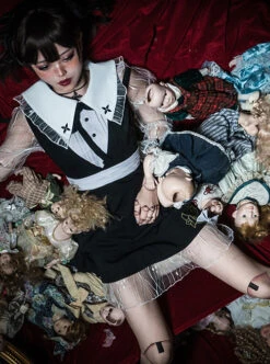 Night Lily Series Black Gothic Lolita Long Sleeve Dress -MIMY Lolita Shop 4 500x672 95