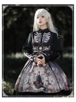 Black Fairy Tale Series JSK Darkness Printing Retro Gothic Lolita Sling Dress -MIMY Lolita Shop 5 500x672 100