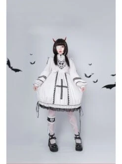 Devil Rabbit Series OP Autumn Winter Halloween Gothic Lolita Long Sleeve Dress With Detachable Plush Rabbit Ears Hat -MIMY Lolita Shop 5 500x672 119
