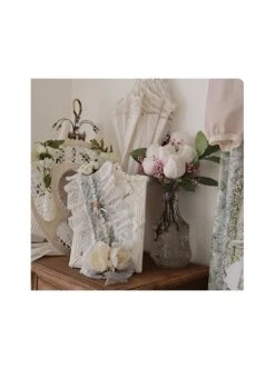 Elegant Classical Pearl Gothic Lolita OP Half Turtleneck Three-Dimensional Embroidery Stitching Lace Detachable Bubble Long Sleeve Dress -MIMY Lolita Shop 5 500x672 126