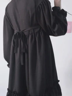 The Castle Under The Moonlight Pure Black Gothic Lolita Long Sleeve Dress -MIMY Lolita Shop 5 500x672 141