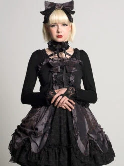 Black Chiffon Lace-up Gothic Lolita Sling Dress -MIMY Lolita Shop 5 500x672 142