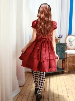 High Waist Ruffles Puff Sleeves Bowknot Sweet Lolita Dress -MIMY Lolita Shop 5 500x672 166