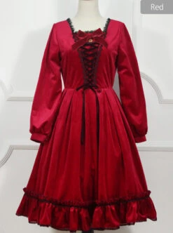 Little Red Riding Hood Series Retro Fairy Style OP Gothic Lolita Long Sleeve Dress -MIMY Lolita Shop 5 500x672 18