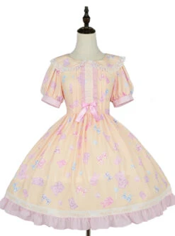 Jelly Bear Series OP Cute Printing Sweet Lolita Short Sleeve Dress 19 Jelly Bear Series OP Cute Printing Sweet Lolita Short Sleeve Dress -MIMY Lolita Shop 5 500x672 184