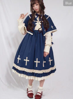 Crucifix Choir Series Sweet Lolita Long Sleeve Dress And Cloak Set -MIMY Lolita Shop 5 500x672 188