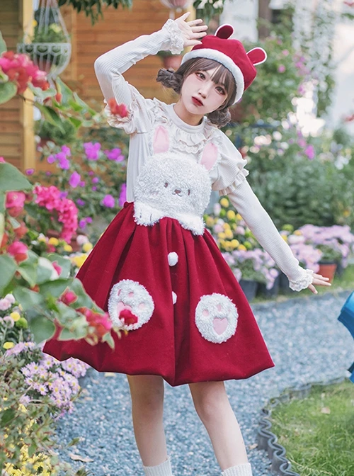 Rabbit Tuan Tuan Series Solid Color Plush Rabbit Cute Doll Autumn Winter Flower Bud Strap Skirt Sweet Lolita Sleeveless Dress 9 Rabbit Tuan Tuan Series Solid Color Plush Rabbit Cute Doll Autumn Winter Flower Bud Strap Skirt Sweet Lolita Sleeveless Dress - Image 7