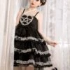Dumeisha's Star Wish Series JSK Cute Black Bowknot Ruffles Three-stage Hem Suspender Skirt Sweet Lolita Dress -MIMY Lolita Shop 5 500x672 202