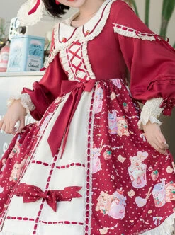 Strawberry Milkshake Series OP Sweet Lolita Long Sleeve Dress -MIMY Lolita Shop 5 500x672 213