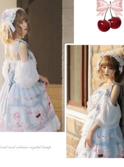 Cherry Town Series JSK Cherry Printing Sweet Lolita Sling Dress -MIMY Lolita Shop 5 500x672 217