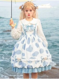 Ranch Story Series JSK Cute Cat Paw Printing Sweet Lolita Multicolor Sling Dress -MIMY Lolita Shop 5 500x672 239