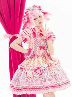 Candy Amusement Park Series Cute Colorful Striped Carousel Print Lace Ruffle Bowknot Sweet Lolita Sleeveless Dress 17 Candy Amusement Park Series Cute Colorful Striped Carousel Print Lace Ruffle Bowknot Sweet Lolita Sleeveless Dress -MIMY Lolita Shop 5 500x672 253