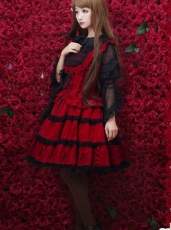 Red Corduroy Gothic Lolita Sling Dress 8 Red Corduroy Gothic Lolita Sling Dress -MIMY Lolita Shop 5 500x672 26