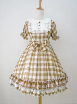 Plaid Chiffon Doll Collar Sweet Lolita Short Sleeve Dress 16 Plaid Chiffon Doll Collar Sweet Lolita Short Sleeve Dress -MIMY Lolita Shop 5 500x672 269