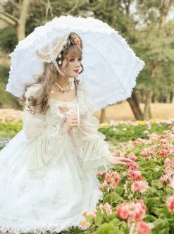 Delicate Pearl Lily Of The Valley Embroidered Detachable Bow Brooch Rose Flower Belt Sweet Lolita Sling Dress -MIMY Lolita Shop 5 500x672 277