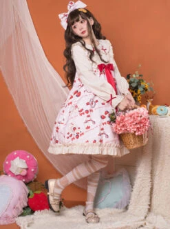 Strawberry Milk Bottle Series OP Bowknot Sweet Lolita Long Sleeve Dress 12 Strawberry Milk Bottle Series OP Bowknot Sweet Lolita Long Sleeve Dress -MIMY Lolita Shop 5 500x672 282