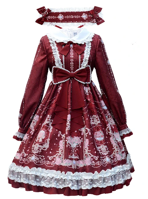 Full-blown Flowers Series Bowknot Ruffle Chiffon Sweet Lolita Long Sleeve Dress 12 Full-blown Flowers Series Bowknot Ruffle Chiffon Sweet Lolita Long Sleeve Dress - Image 10
