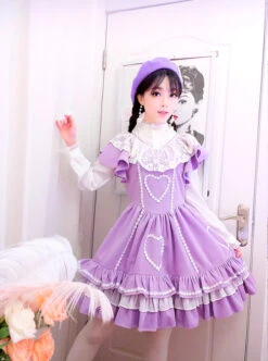 Purple Flying Sleeve Lace Sweet Lolita Dress -MIMY Lolita Shop 5 500x672 296