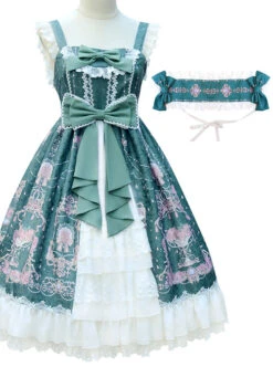 Full-blown Flowers Series Bowknot Chiffon Sweet Lolita Sling Dress -MIMY Lolita Shop 5 500x672 299
