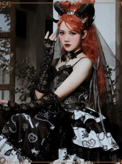 The Vampire Diaries Series JSK Type II Contrast Color Stitching Gothic Lolita Sling Dress -MIMY Lolita Shop 5 500x672 30