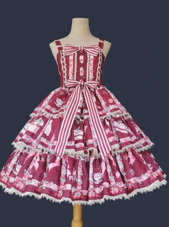 Strawberry Afternoon Tea Series JSK Cake Hem Sweet Lolita Sling Dress Design 2 -MIMY Lolita Shop 5 500x672 302