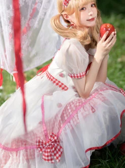 Strawberry Fruit Series OP Cute Bowknot Sweet Lolita Short Sleeve Dress -MIMY Lolita Shop 5 500x672 310