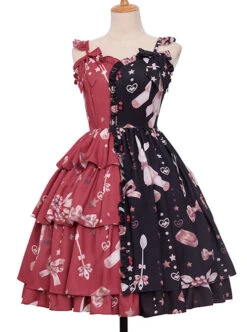 Magic Tea Party Chocolate Rabbit Series Printing Chinese Style Sweet Lolita Sling Dress -MIMY Lolita Shop 5 500x672 312